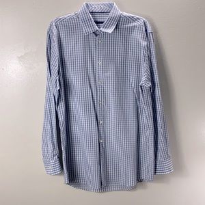 Elie Tahari Men's Slim Fit Plaid Long Sleeves Button Down Shirt Size 15 1/2